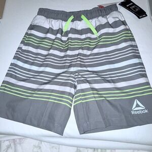 Reebok Swim Trunks Boys Size 8 Grey Striped NEW Boardshorts RBPDQ2405B